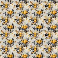 Seamless pattern with fruit and flowers. Tile - AI Generative photo