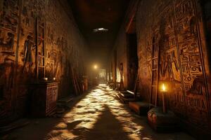 Ancient hieroglyphs. Egyptian architecture - AI Generative photo