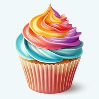 Colorful cupcake isolated photo