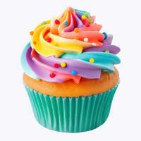 Colorful cupcake isolated photo