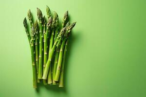 Bunch of green asparagus with copy space - AI Generative photo