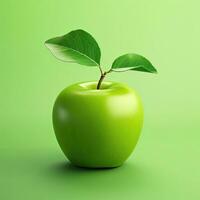 Green apple with leaves - AI Generative photo