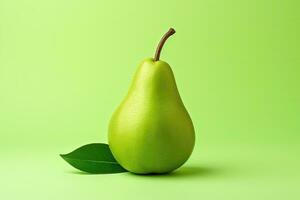 Green pear with leaf - AI Generative photo