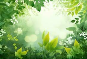 Nature background with green leaves - AI Generative photo