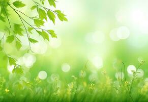 Fresh green spring background - AI Generative photo