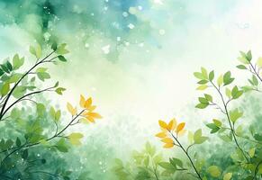 Leaf background green nature fresh background - AI Generative photo
