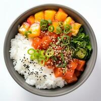 Hawaiian poke bowl isolated photo