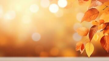 Autumn background with falling leaves photo