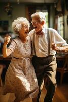 Elderly couple dancing together - AI Generative photo