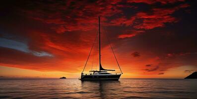 Sailboat at sunset - AI Generative photo