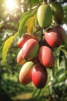 un rama de mango en árbol. ai generativo Arte foto