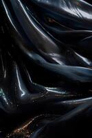 Black transparent background of flowing fabric, in the style of monochrome colors. art photo