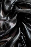 Black transparent background of flowing fabric, in the style of monochrome colors. art photo