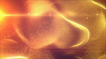 Orange glowing energy bright particles light lines and waves abstract background video