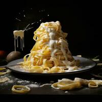 Fettuccine with cream sauce photo