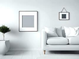 blanco imagen marco Bosquejo en blanco pared foto