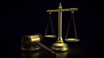 The Hammer and Libra for law and justice concept 3d rendering photo