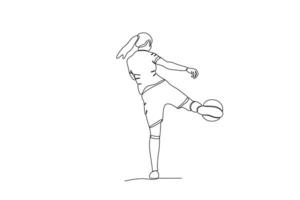 A woman playing football. Women's world cup one-line drawing vector