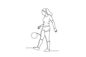 A woman enters a tournament. Women's world cup one-line drawing vector