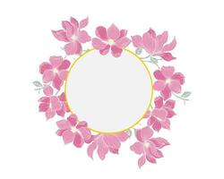 Hand Drawn Magnolia Flower Wreath vector