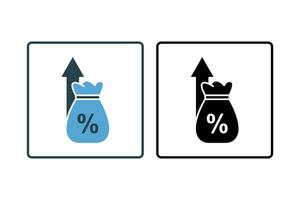 Rate Interest Icon. Icon related to Credit and Loan. suitable for web site design, app, user interfaces, printable etc. Solid icon style. Simple vector design editable