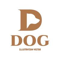 D Letter And Dog Head Illustration Symbol Design vector