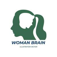 Woman Girl Lady Think Man Brain Love Illustration Design vector