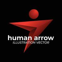 Gradient Red 3D Human Arrow Arrowhead Symbol Design vector