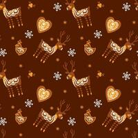 Gingerbread. Christmas seamless pattern on scandinavian style. Genre folklore vector
