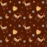 Gingerbread. Christmas seamless pattern on scandinavian style. Genre folklore vector