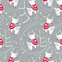 Cute deer in the winter forest. Christmas print. Seamless pattern. Vector. vector