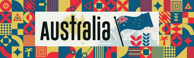 Australia day banner design for 26 January. Australian flag theme  for the national day of Australia in shapes of red and blue colors. Abstract geometric banner vector