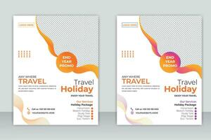 Travel flyer template design with Abustract brackground vector