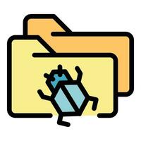 Folder bug icon vector flat