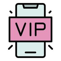 VIP teléfono inteligente icono vector plano