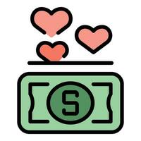 Money donation icon vector flat