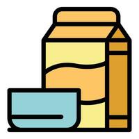 cereal Leche paquete icono vector plano