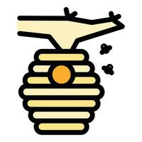 Tree branch bee hive icon vector flat