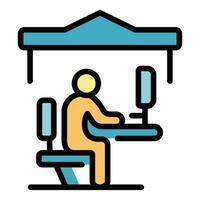 Workplace self isolation icon vector flat