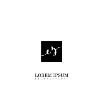 EZ Initial Handwriting In Square Frame Template Design vector