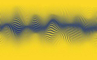 Abstract background with halftone dots in polka dots. Bright blue waves on a yellow background. For website, presentation, banner vector