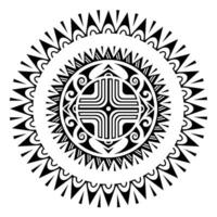 Round tattoo geometric ornament maori style. Black and white vector
