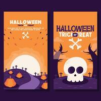 flat halloween background banner social media template vector
