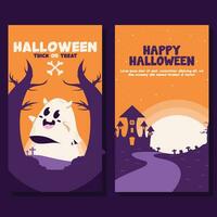 flat halloween background banner social media template vector