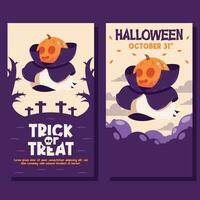 flat halloween background banner social media template vector