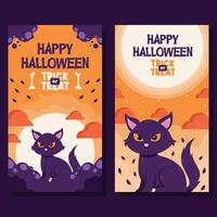 flat halloween background banner social media template vector