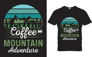 Coffee mountain adventure typrography vector t-shirt design.