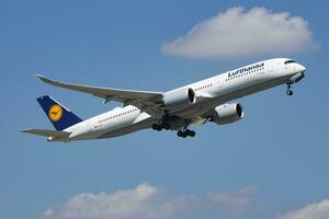 Lufthansa Airbus A350-900 D-AIXA passenger plane departure at Munich Airport photo