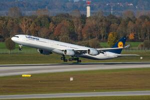 Lufthansa Airbus A340-600 D-AIHA passenger plane departure at Munich Airport photo
