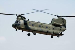 Royal Air Force CH-47 Chinook HC6 ZH891 transport helicopter arrival and landing for RIAT Royal International Air Tattoo 2018 airshow photo